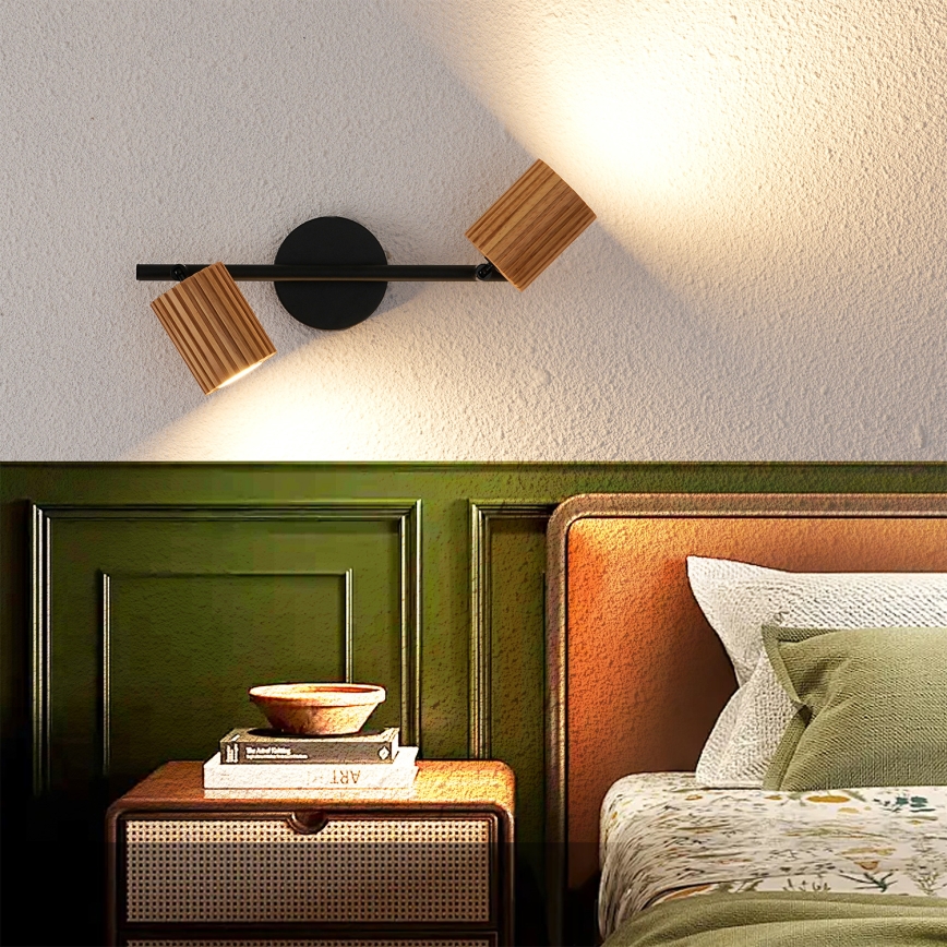 Brilagi - Bodové svítidlo MODERN WOOD 2xGU10/8W/230V dřevo/černá