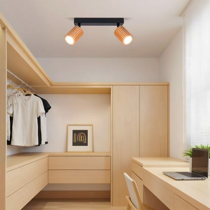 Brilagi - Bodové svítidlo MODERN WOOD 2xGU10/8W/230V dřevo/černá