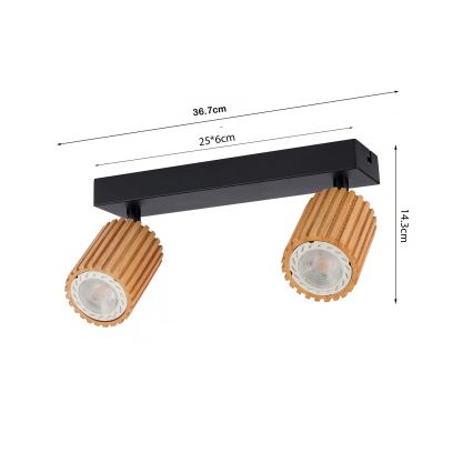 Brilagi - Bodové svítidlo MODERN WOOD 2xGU10/8W/230V dřevo/černá
