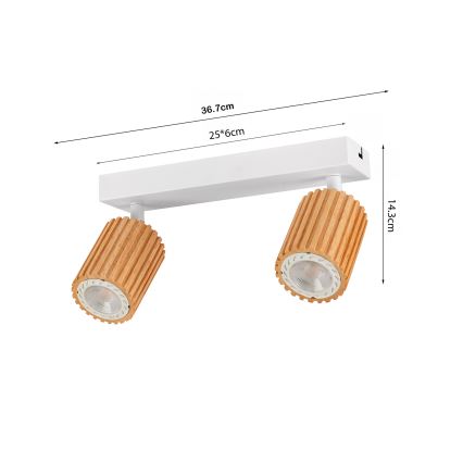 Brilagi - Bodové svítidlo MODERN WOOD 2xGU10/8W/230V kaučukovník/bílá