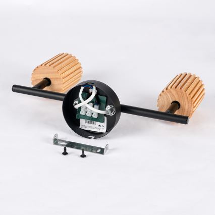Brilagi - Bodové svítidlo MODERN WOOD 2xGU10/8W/230V kaučukovník/černá