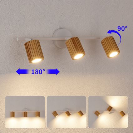 Brilagi - Bodové svítidlo MODERN WOOD 3xGU10/8W/230V dřevo/bílá