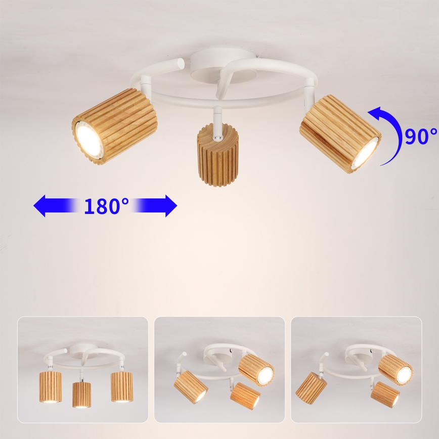 Brilagi - Bodové svítidlo MODERN WOOD 3xGU10/8W/230V dřevo/bílá