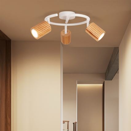 Brilagi - Bodové svítidlo MODERN WOOD 3xGU10/8W/230V dřevo/bílá