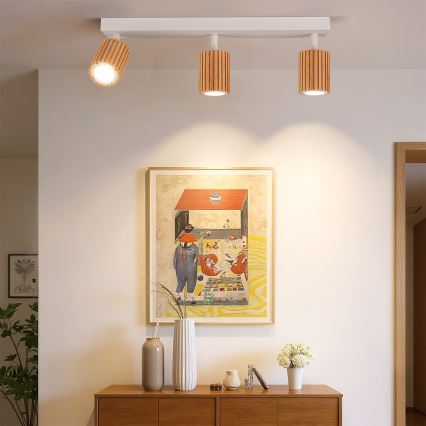 Brilagi - Bodové svítidlo MODERN WOOD 3xGU10/8W/230V dřevo/bílá