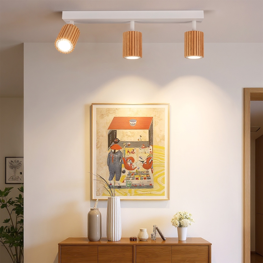 Brilagi - Bodové svítidlo MODERN WOOD 3xGU10/8W/230V dřevo/bílá
