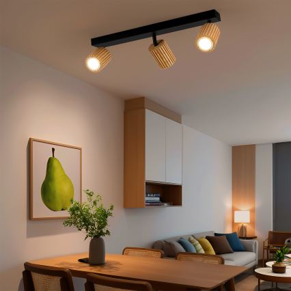 Brilagi - Bodové svítidlo MODERN WOOD 3xGU10/8W/230V dřevo/černá