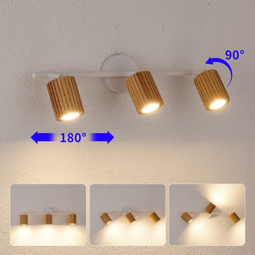 Brilagi - Bodové svítidlo MODERN WOOD 3xGU10/8W/230V kaučukovník/bílá
