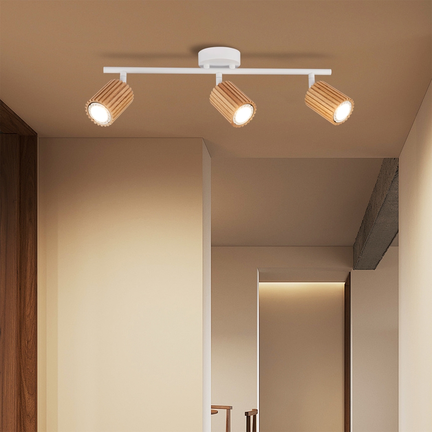 Brilagi - Bodové svítidlo MODERN WOOD 3xGU10/8W/230V kaučukovník/bílá