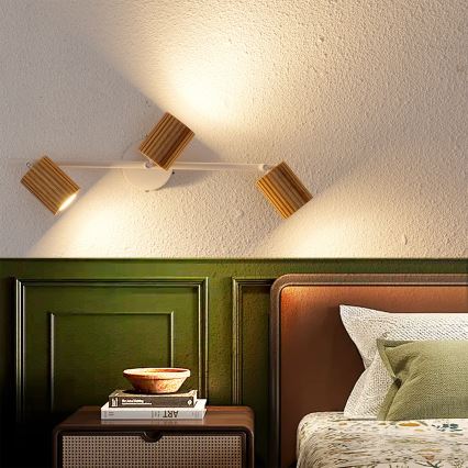 Brilagi - Bodové svítidlo MODERN WOOD 3xGU10/8W/230V kaučukovník/bílá