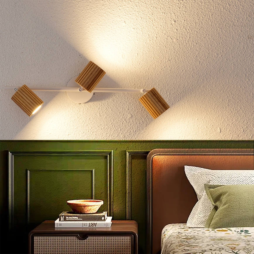 Brilagi - Bodové svítidlo MODERN WOOD 3xGU10/8W/230V kaučukovník/bílá