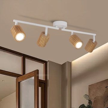 Brilagi - Bodové svítidlo MODERN WOOD 4xGU10/8W/230V dřevo/bílá