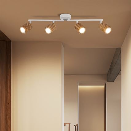 Brilagi - Bodové svítidlo MODERN WOOD 4xGU10/8W/230V dřevo/bílá