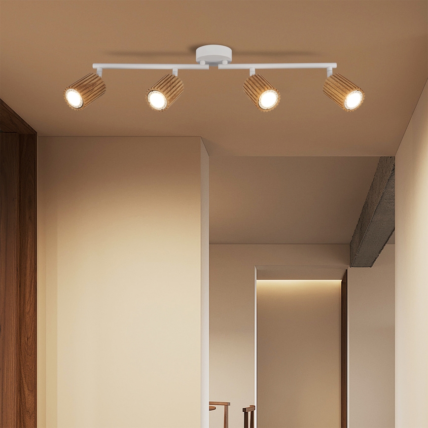 Brilagi - Bodové svítidlo MODERN WOOD 4xGU10/8W/230V dřevo/bílá