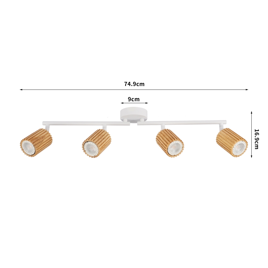 Brilagi - Bodové svítidlo MODERN WOOD 4xGU10/8W/230V dřevo/bílá