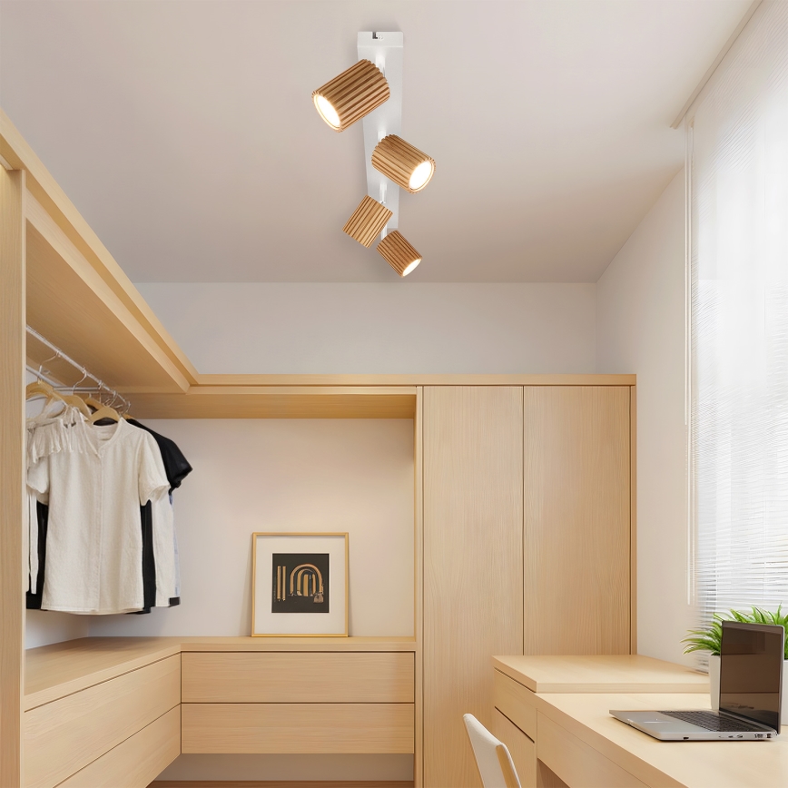 Brilagi - Bodové svítidlo MODERN WOOD 4xGU10/8W/230V dřevo/bílá
