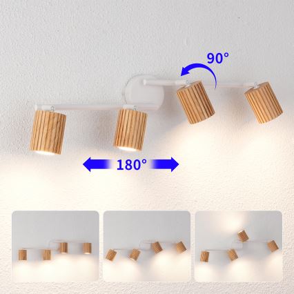 Brilagi - Bodové svítidlo MODERN WOOD 4xGU10/8W/230V kaučukovník/bílá