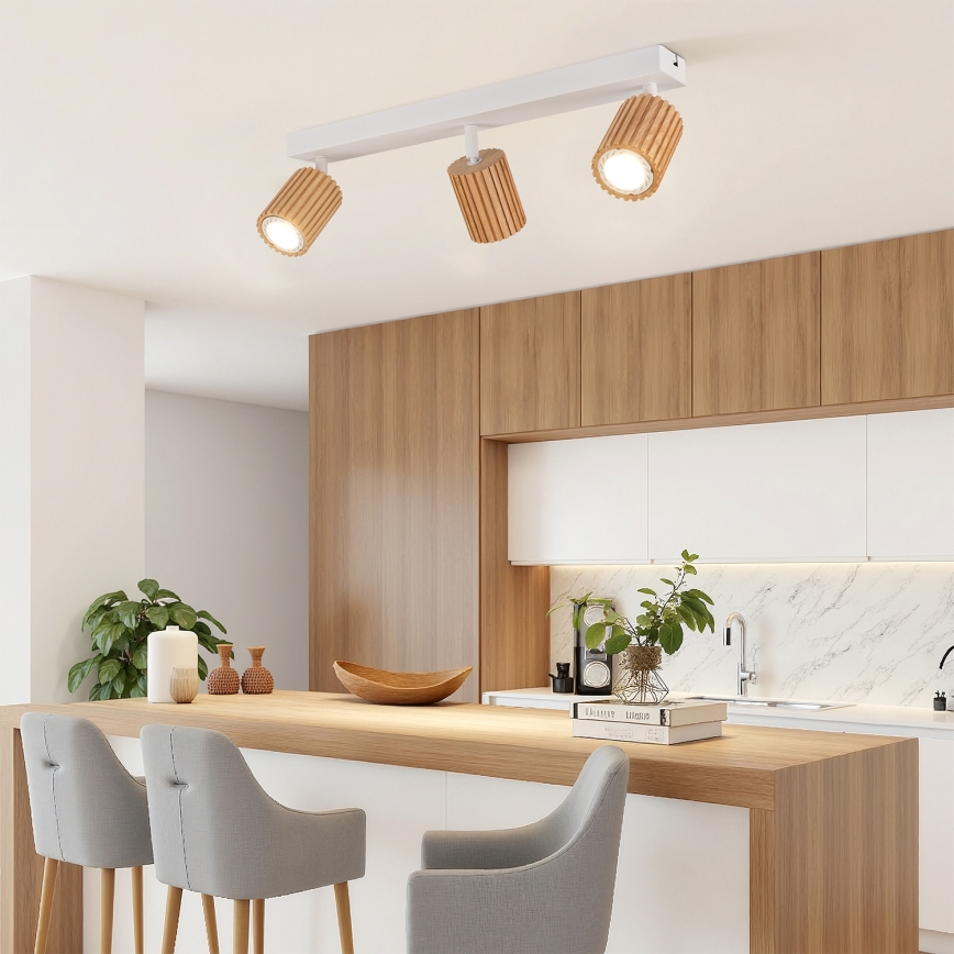 Brilagi - Bodové svítidlo MODERN WOOD 4xGU10/8W/230V kaučukovník/bílá