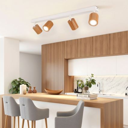 Brilagi - Bodové svítidlo MODERN WOOD 4xGU10/8W/230V kaučukovník/bílá