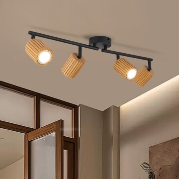 Brilagi - Bodové svítidlo MODERN WOOD 4xGU10/8W/230V kaučukovník/černá