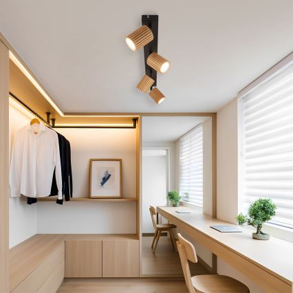 Brilagi - Bodové svítidlo MODERN WOOD 4xGU10/8W/230V kaučukovník/černá