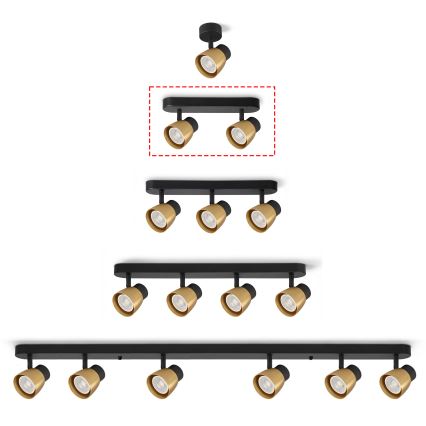 Brilagi - Bodové svítidlo NUGGET 2xGU10/30W/230V černá/zlatá