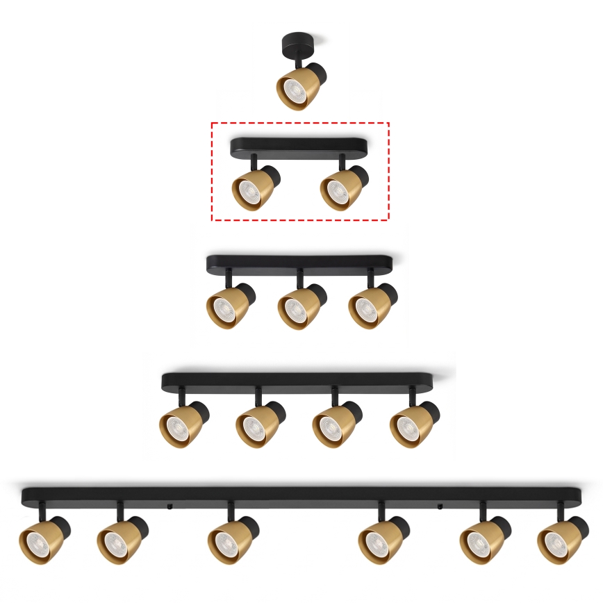 Brilagi - Bodové svítidlo NUGGET 2xGU10/30W/230V černá/zlatá
