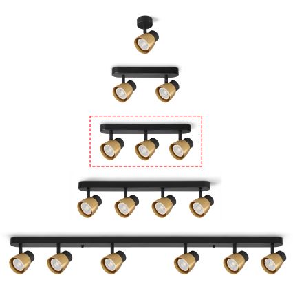 Brilagi - Bodové svítidlo NUGGET 3xGU10/30W/230V černá/zlatá