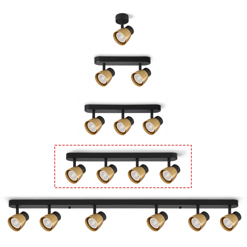 Brilagi - Bodové svítidlo NUGGET 4xGU10/30W/230V černá/zlatá