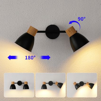 Brilagi - Bodové svítidlo ODENSE 2xE14/10W/230V dřevo/černá