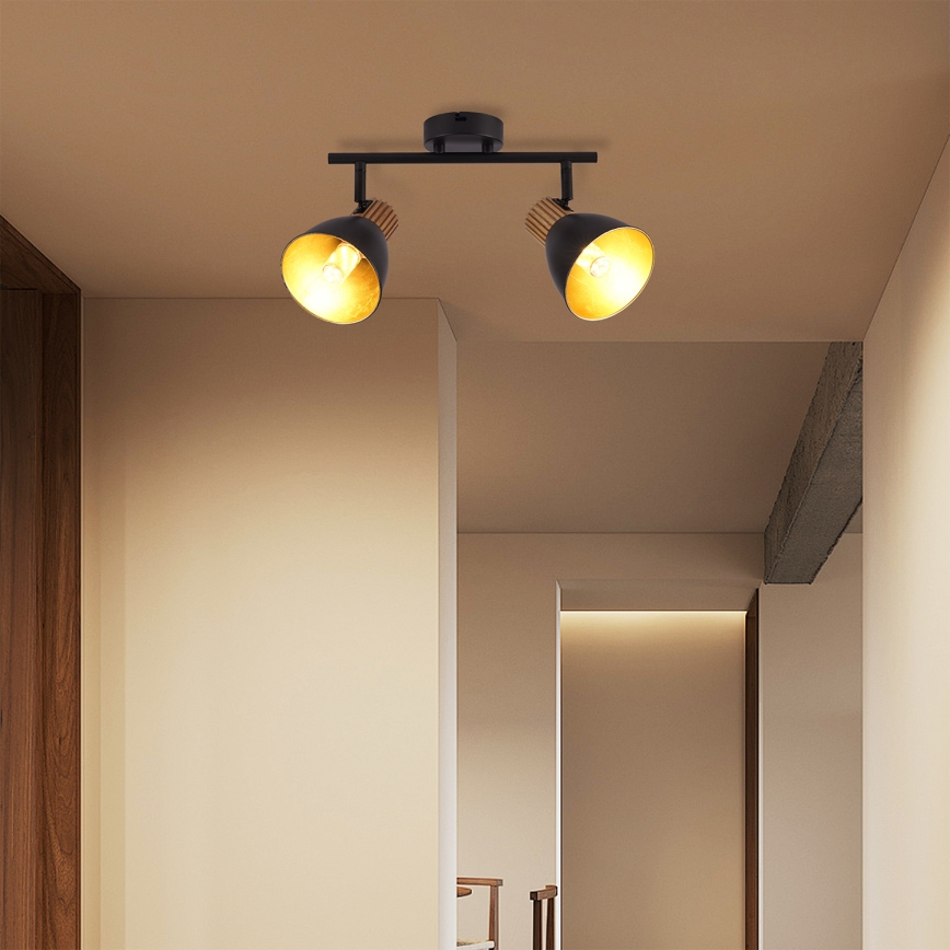 Brilagi - Bodové svítidlo ODENSE 2xE14/10W/230V dřevo/černá