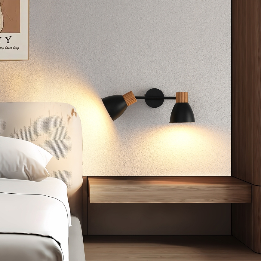 Brilagi - Bodové svítidlo ODENSE 2xE14/10W/230V dřevo/černá