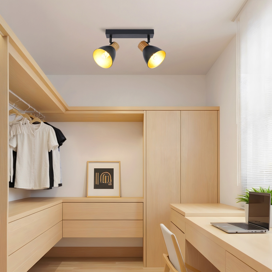 Brilagi - Bodové svítidlo ODENSE 2xE14/10W/230V dřevo/černá