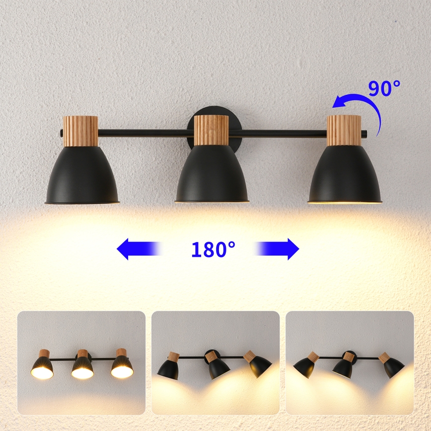 Brilagi - Bodové svítidlo ODENSE 3xE14/10W/230V dřevo/černá