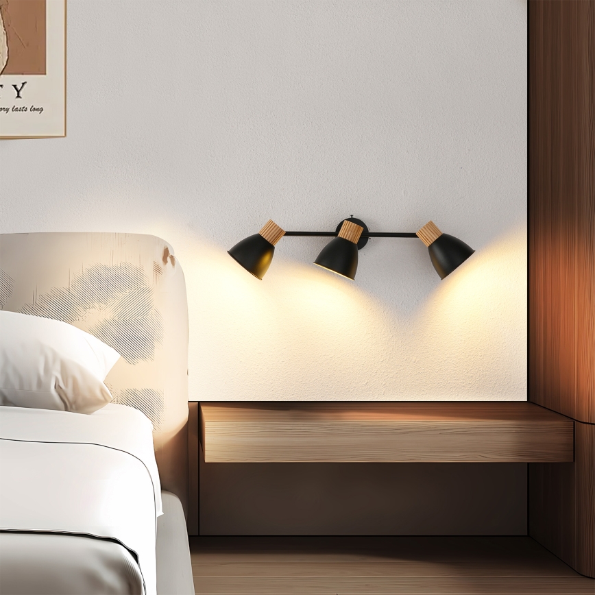 Brilagi - Bodové svítidlo ODENSE 3xE14/10W/230V dřevo/černá