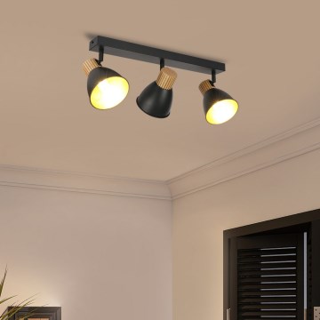 Brilagi - Bodové svítidlo ODENSE 3xE14/10W/230V dřevo/černá