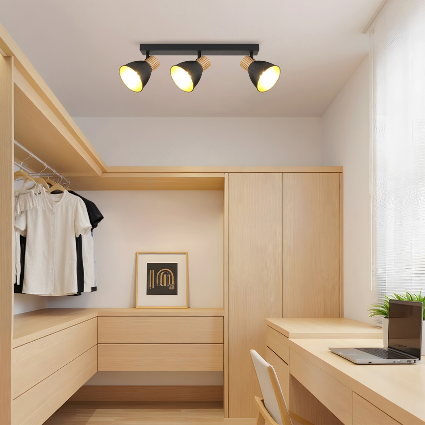 Brilagi - Bodové svítidlo ODENSE 3xE14/10W/230V dřevo/černá