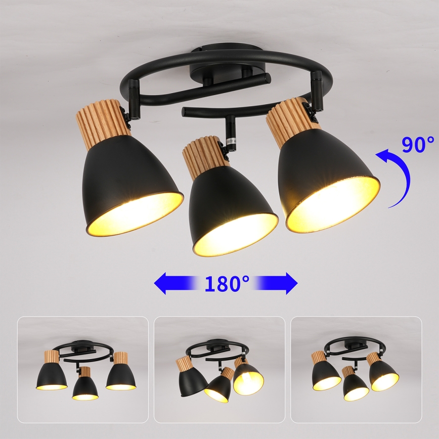 Brilagi - Bodové svítidlo ODENSE 3xE14/10W/230V kaučukovník/černá