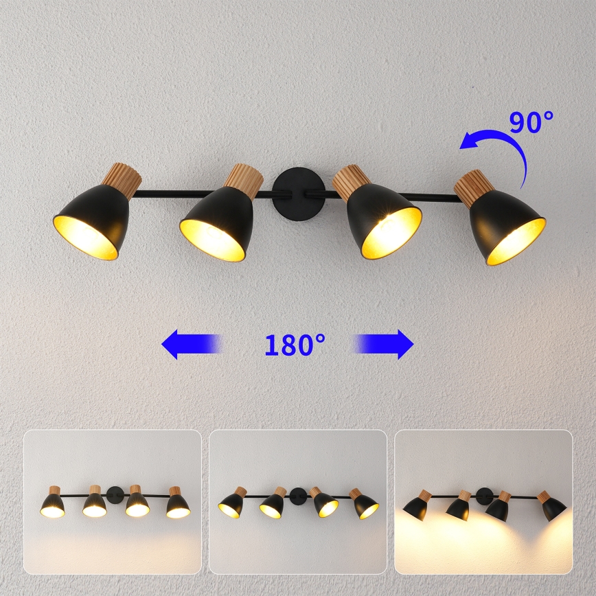 Brilagi - Bodové svítidlo ODENSE 4xE14/10W/230V dřevo/černá
