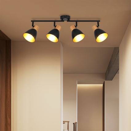 Brilagi - Bodové svítidlo ODENSE 4xE14/10W/230V dřevo/černá