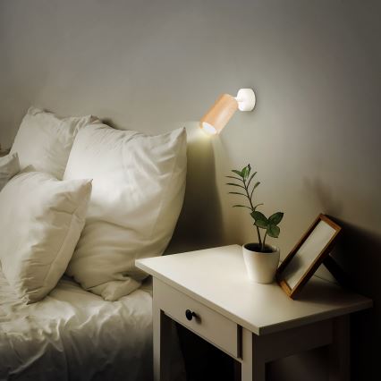Brilagi - Bodové svítidlo SELE 1xGU10/30W/230V bílá/dekor dubu