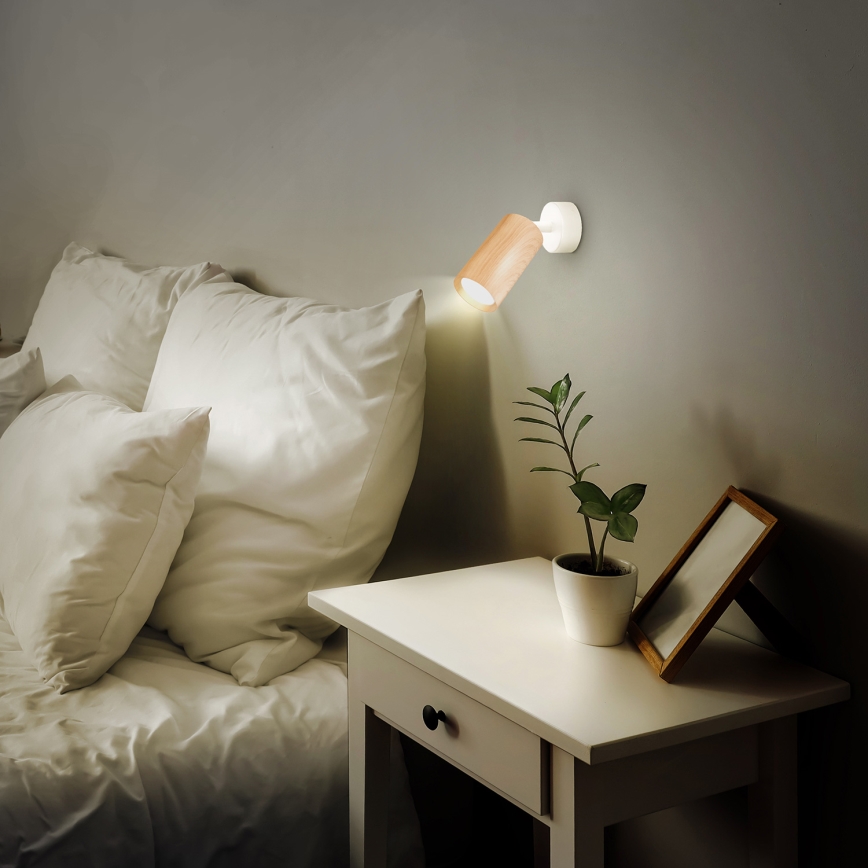 Brilagi - Bodové svítidlo SELE 1xGU10/30W/230V bílá/dekor dubu