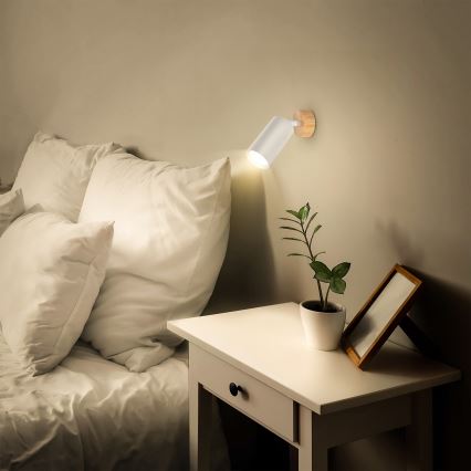 Brilagi - Bodové svítidlo SELE 1xGU10/30W/230V bílá/dekor dubu