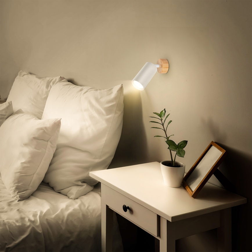 Brilagi - Bodové svítidlo SELE 1xGU10/30W/230V bílá/dekor dubu