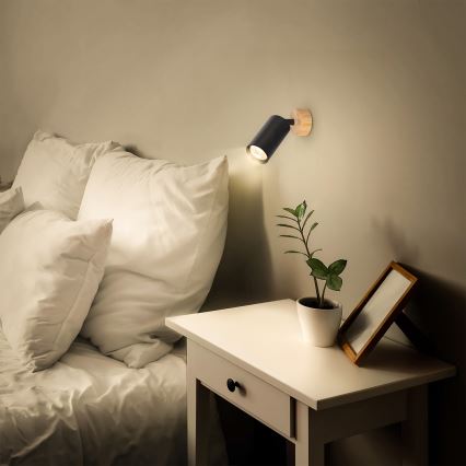 Brilagi - Bodové svítidlo SELE 1xGU10/30W/230V černá/dekor dubu