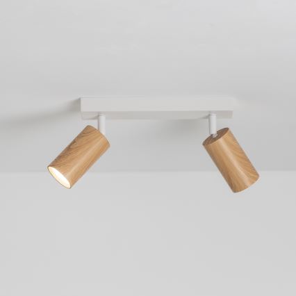 Brilagi - Bodové svítidlo SELE 2xGU10/30W/230V bílá/dekor dubu
