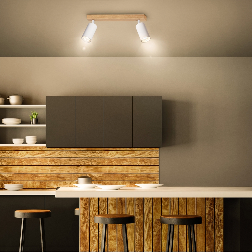 Brilagi - Bodové svítidlo SELE 2xGU10/30W/230V bílá/dekor dubu