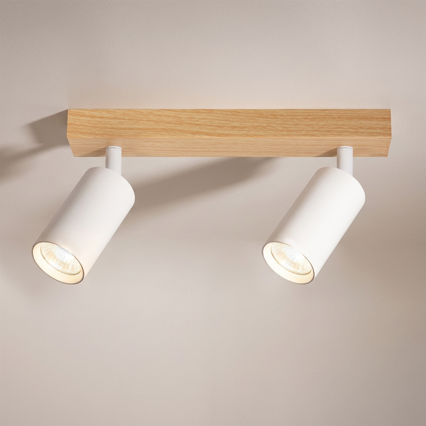 Brilagi - Bodové svítidlo SELE 2xGU10/30W/230V bílá/dekor dubu