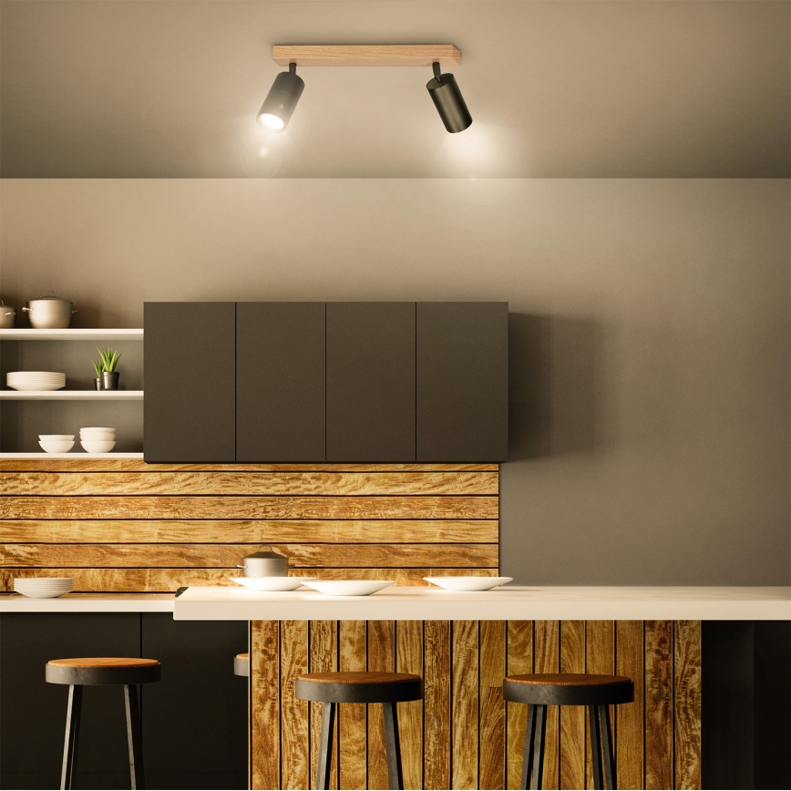 Brilagi - Bodové svítidlo SELE 2xGU10/30W/230V černá/dekor dubu