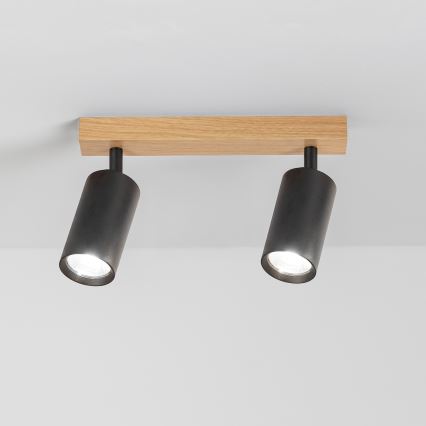 Brilagi - Bodové svítidlo SELE 2xGU10/30W/230V černá/dekor dubu